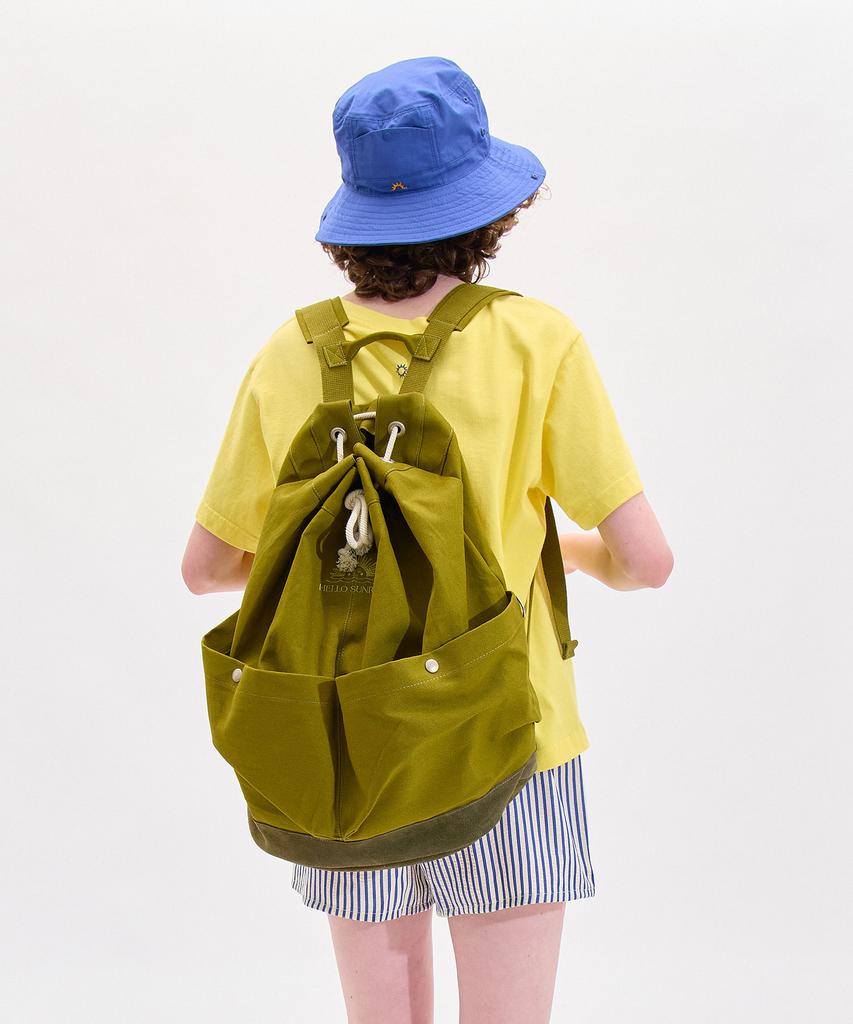 Hello Sunrise Hs Canvas Duffle Backpack_Olive Green & Khaki