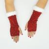 Damen Glitzernde Pailletten Tanzhandschuhe Rot Glitzer Offene Finger Partyhandschuhe Hochzeit Cosplay Halloween Weihnachten Warme Handschuhe