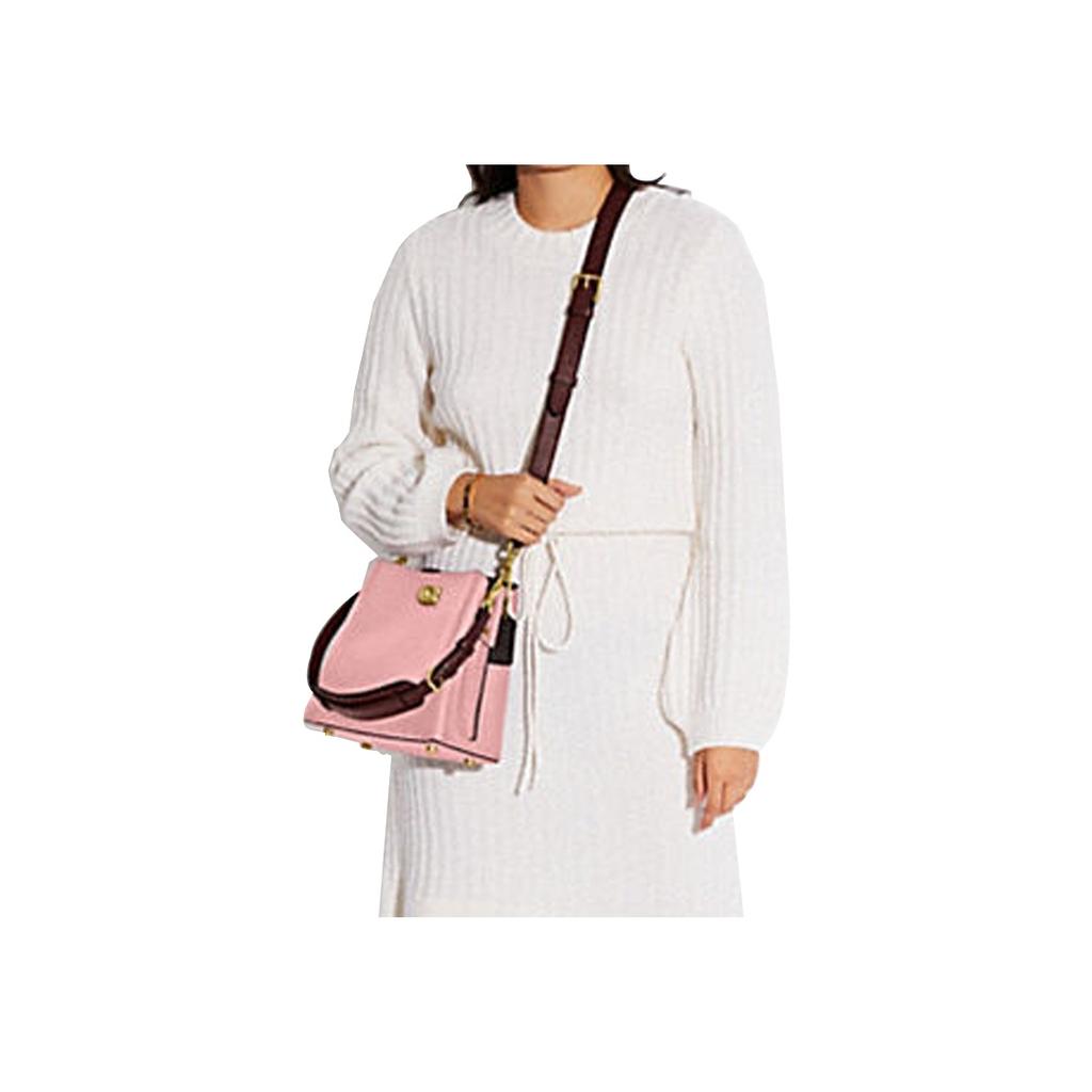 New COACH Willow Pebbled Grained Leather Bucket Bags Handbag Crossbody Bag Women's Pink C3766-B4VI6