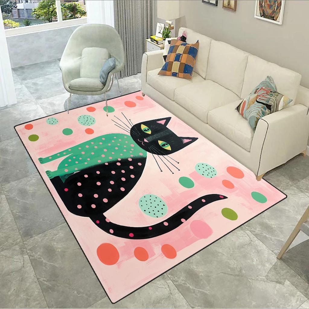 Art Cat Carpet Pet-Friendly for Living Room Home Decoration Non-Slip Sofa Side Cute Mats Bedroom Large Area Cloakroom Rug Tapis