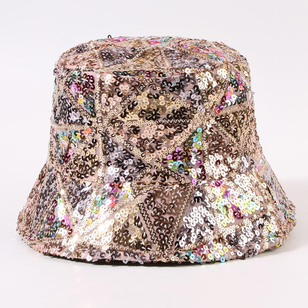 

Trendy Fashion Fisherman Hat For Women Sequin Design Sun Protection Windshield Champagne