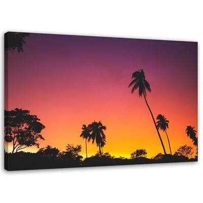Canvas Print Palm Trees Sunset Sea