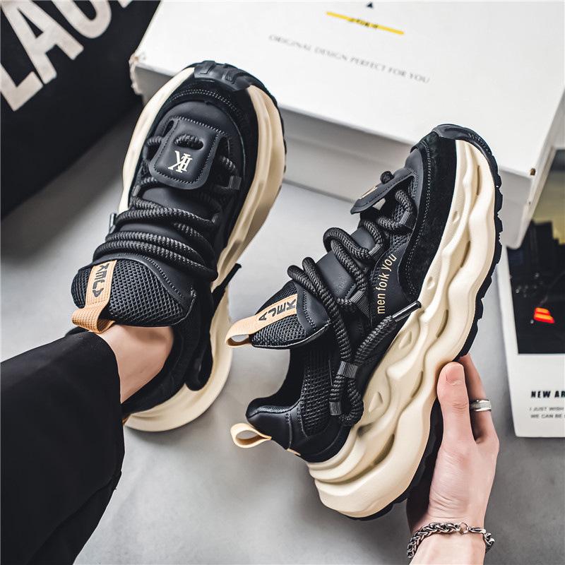 Xuheng Men's Summer Mesh Sneakers: Breathable, Thick Sole, Height-Enhancing, Non-Slip, Stylish for Leisure and Running