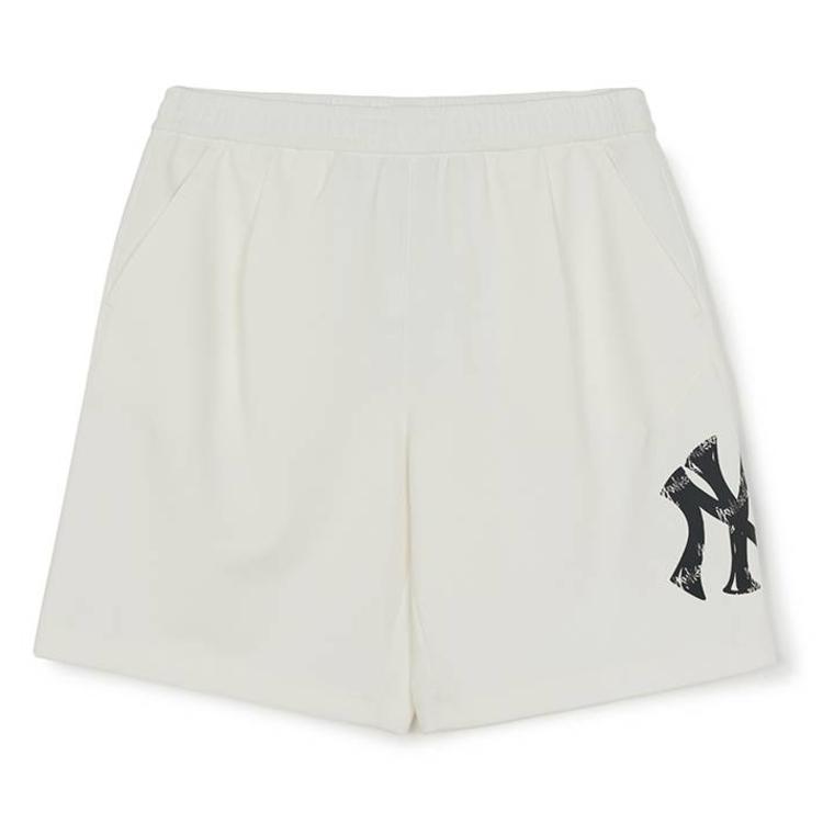 MLB New York Yankees SS26 Elastischer Bund Retro Unifarben Bequem Lässig Shorts Unisex-Shorts 3ASPB1063-50IVS XS white