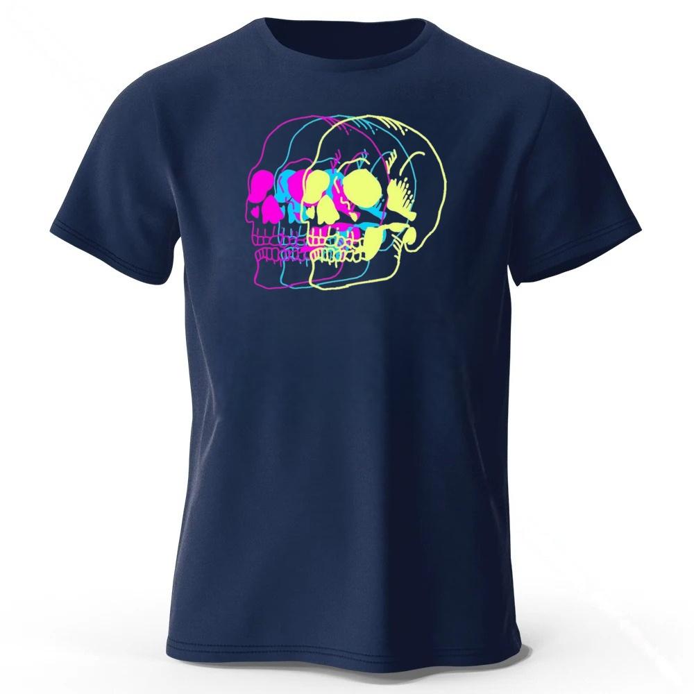 Summer New Psychedelic Skull Monster Pure Cotton Short Sleeved Casual Men Loose Oversized Comfortable Breathable Sports Tshirt