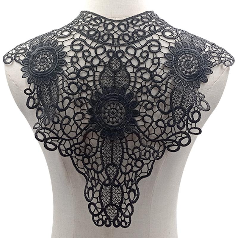 Water Soluble Lace Embroidery Fake Collar DIY Lace Accessories Three-dimensional Hollow Embroidery Chest Collar Large Size Polyester Collar