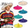 Outdoor Reisehut Mexikanischer Sombrero mit bunten Pompons, Hawaiianischer Stil Gewebter Stroh-Sonnenhut, Breiter Rand Leichte Party-Verkleidung für den Sommer