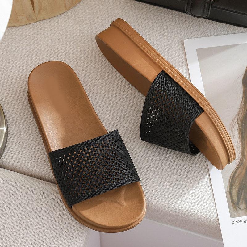 Fashion Women's Slippers Summer Indoor Outdoor Thick Bottom Women Shoes Casual Mesh Lady Roma Flats Slippers Sandals Bathroom Slides