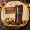 Vintage Cowboy Hat Boots Iron Wall Art D Flat Metal Sign for Kitchen Coffee Home Office X Inch