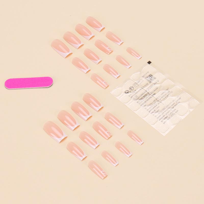 Heart-Shaped Wearable French Manicure Nail Patches - Removable Fake Nail Patches
