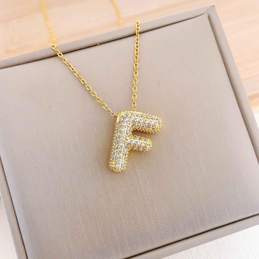 Necklace Female English Alphabet Necklace Female Hip Hop Full Zircon Delicate Clavicle Chain Personality Necklace