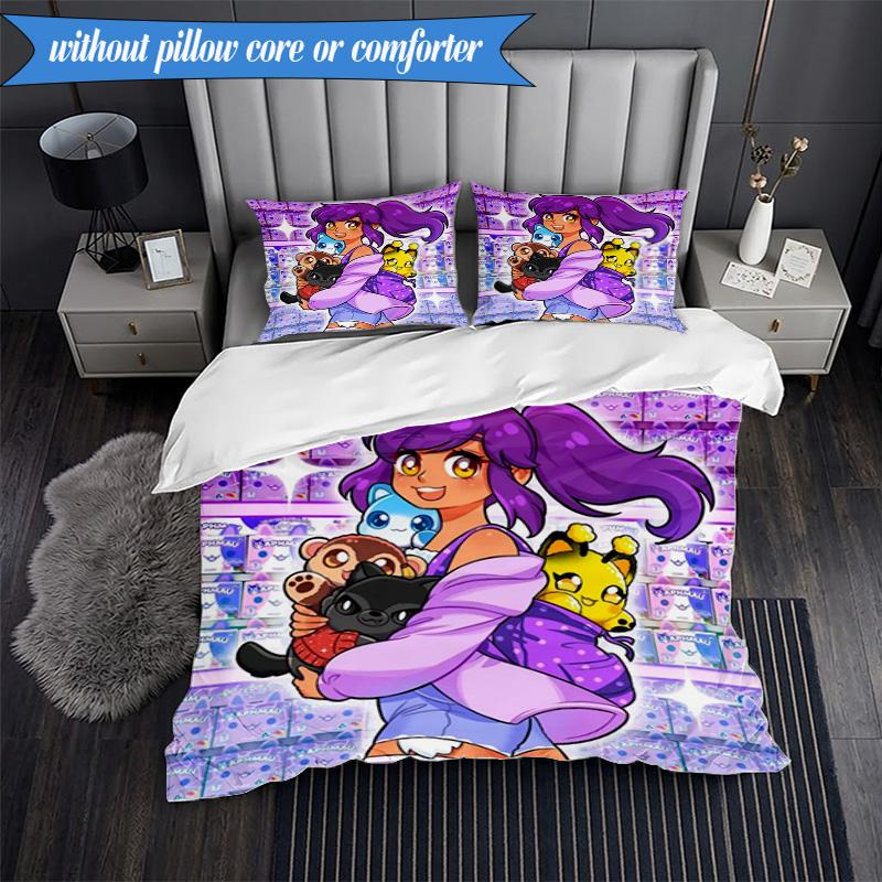 Purple Powerhouse 3pcs K-pop Music Group Bedding set,Ideal for Bedroom, Dormitory,Including Duvet Cover And 2pcs Pillowcases,Fan Gifts