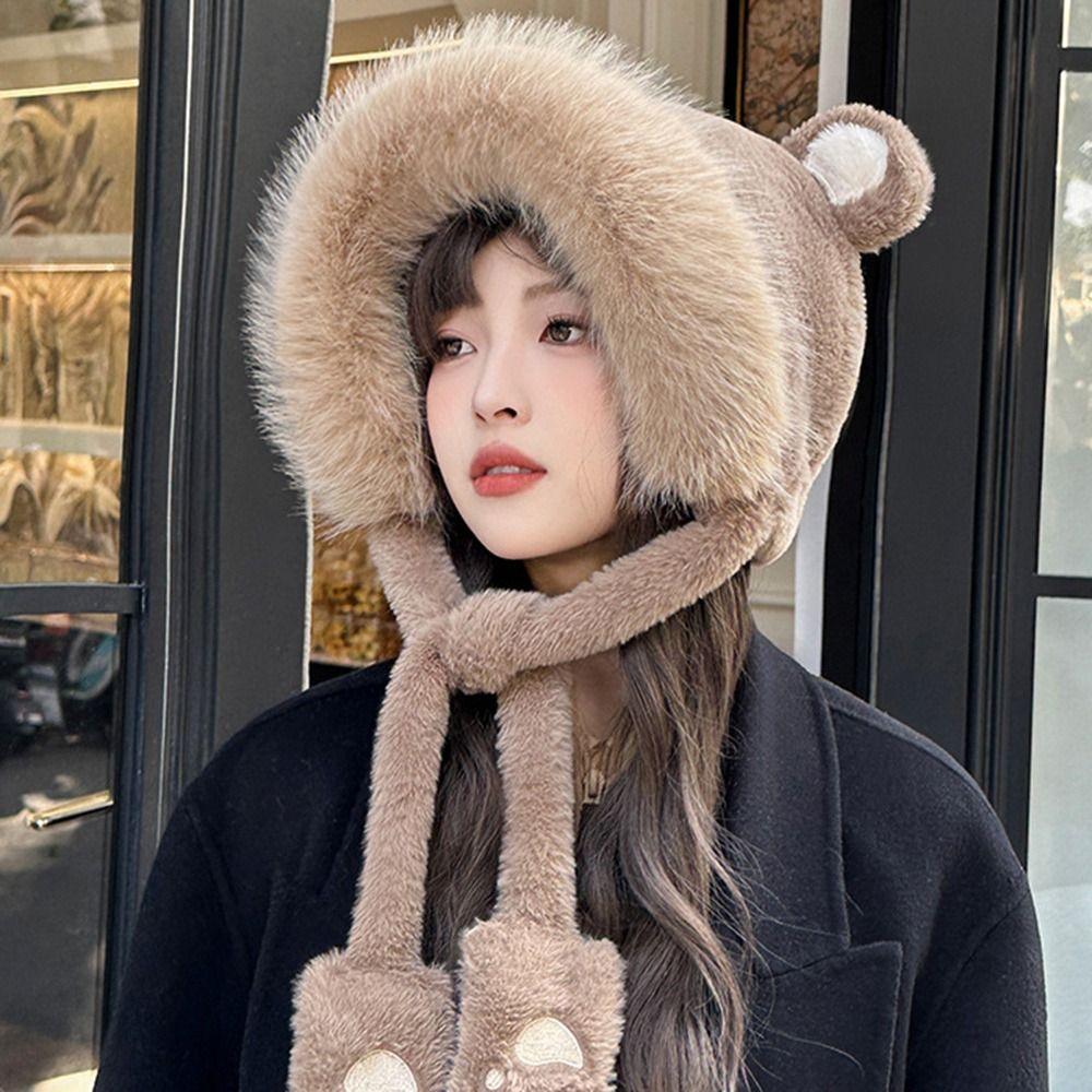 Plush Winter Warm Hat Windproof Ear Protection Hat Casual Earflap Bonnet Hat  Outdoor