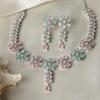 Rhodium-Plated Silver Toned Star Shaped American Diamond Studded Necklace Earrings Jewellery Set for Girls and Women
