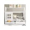 Lit junior - MUVOE - 90x200 cm - Bois massif - Avec tiroirs - Blanc