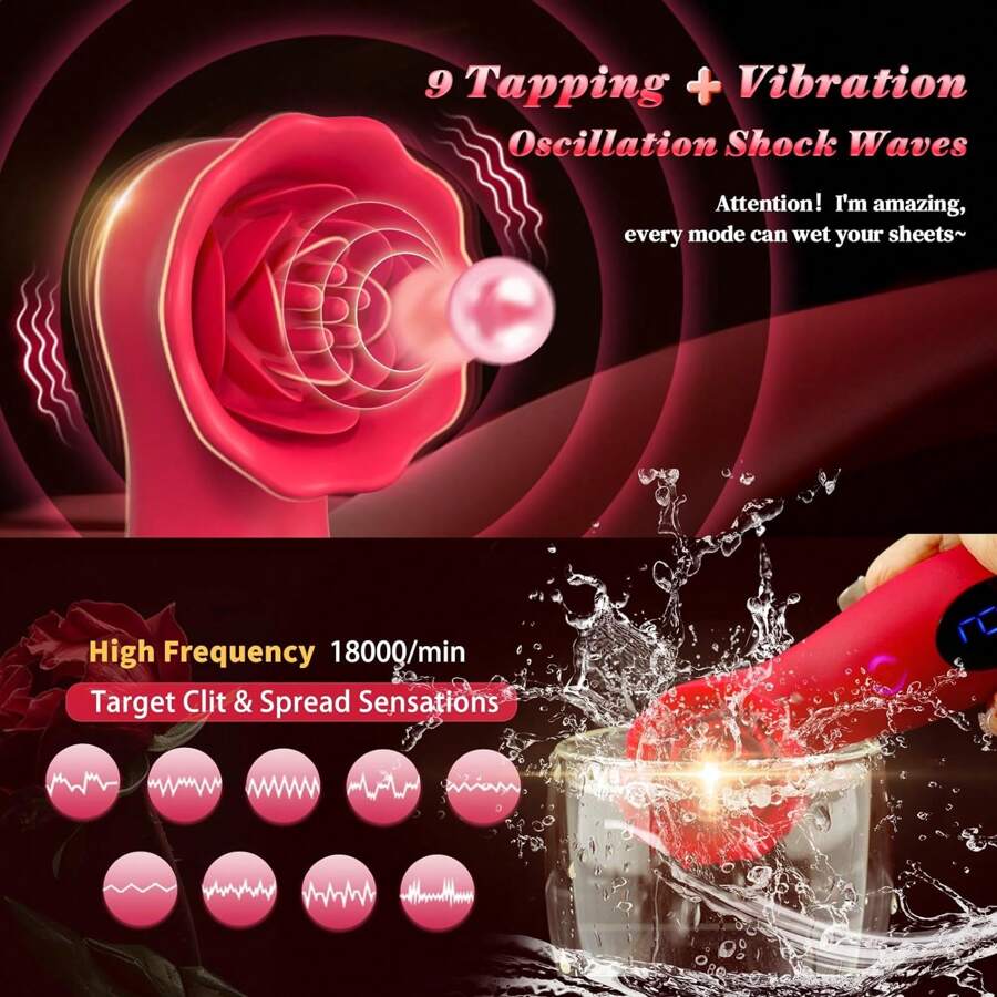 LCD Display Rose Sex Toys, Vibrating Rose Adult Female Couple Sex Toys, Female Clitoral Nipple Vibrator, Clitoral Stimulator Female