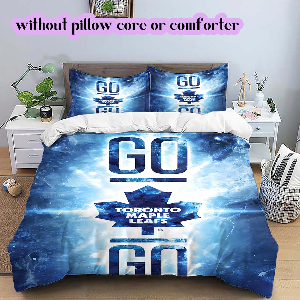 Ice Hockey Logo Pattern Bedding Quilt Set Quilt Cover Pillowcase Home Decoration Birthday Gift (1*duvet cover+ 2*pillowcase, without core)