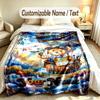 Steampunk Theme Custom Blanket Personalized Name & Text Customized Soft Warm Throw Blanket Home Decor