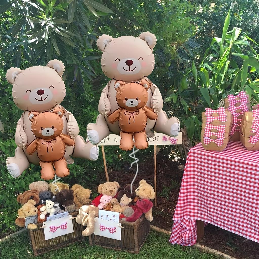 2pcs Brown Cartoon Bear Shaped Balloons, Used for Birthday Themed Parties, Valentine's Day, Anniversaries, and Photo Props