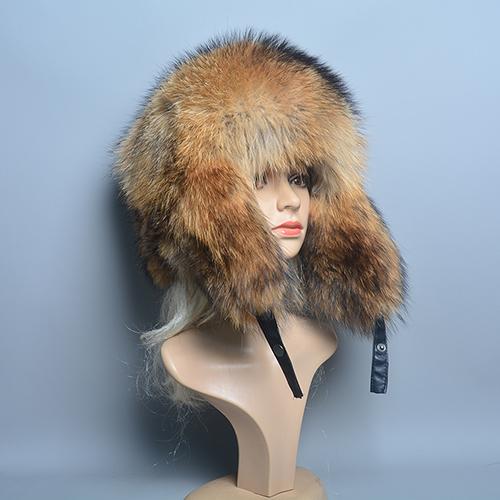 Real Fur 100% Fox Skin Russian Businessmen Pilot Bombers Full Map Unisex Hat Ushanka Winter Ear Guard Hat Raccoon Fur Beanie Hat