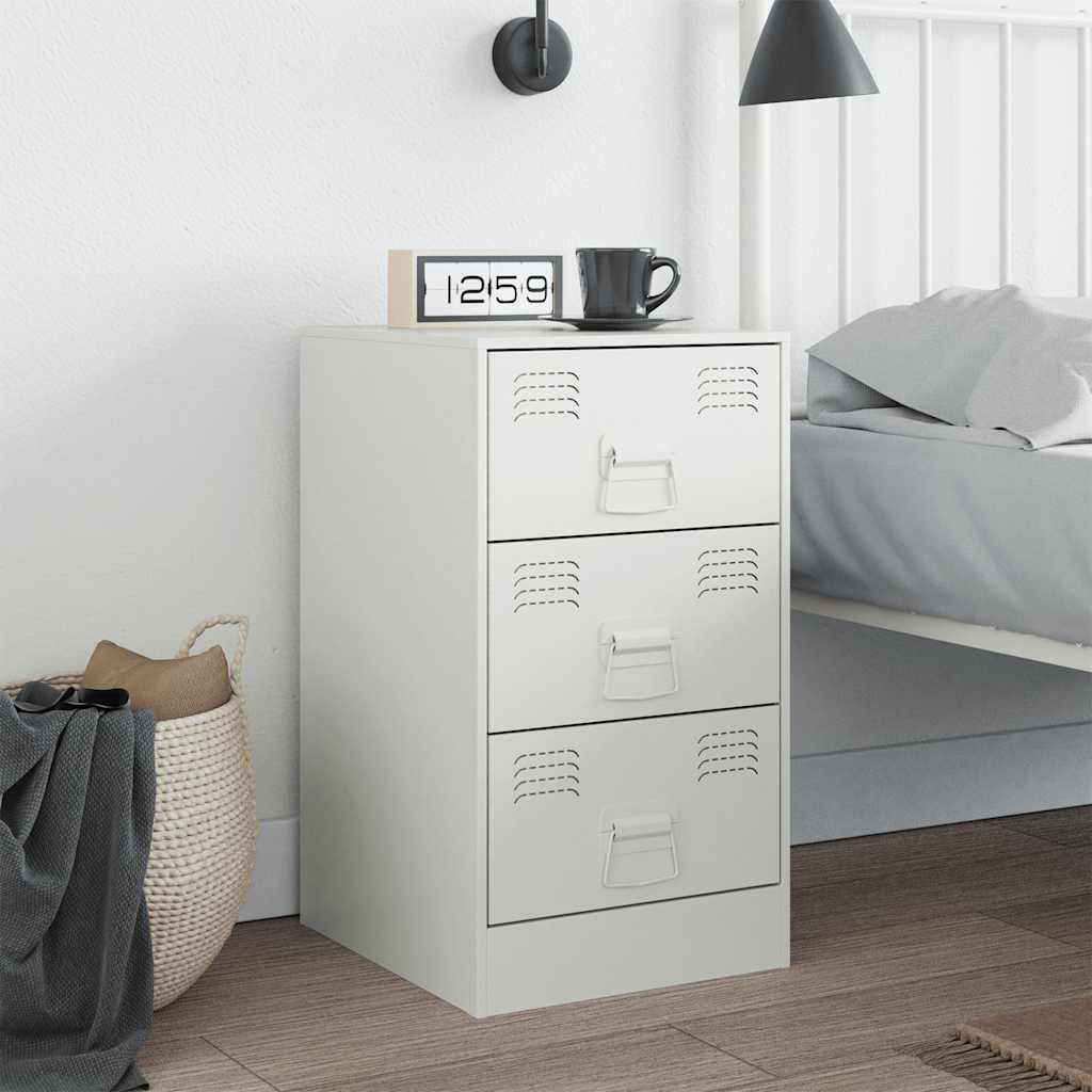 Vidaxl Szafka Nocna, Biała, 34,5X39X62 Cm, Stal