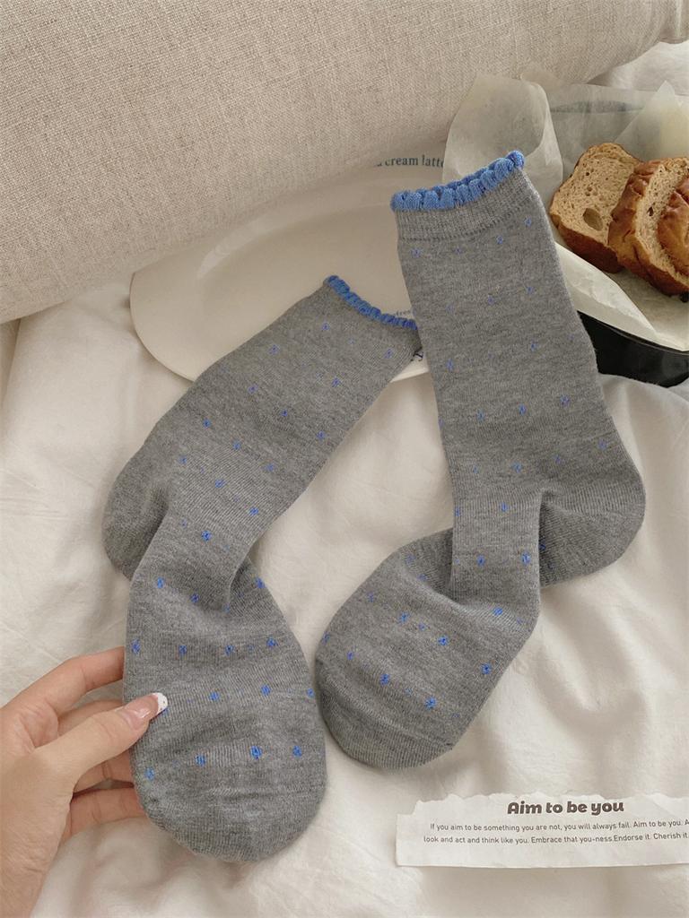 Cashmere Thermal Socks Trendy Diamond Floral Bubble Lace Pile Socks