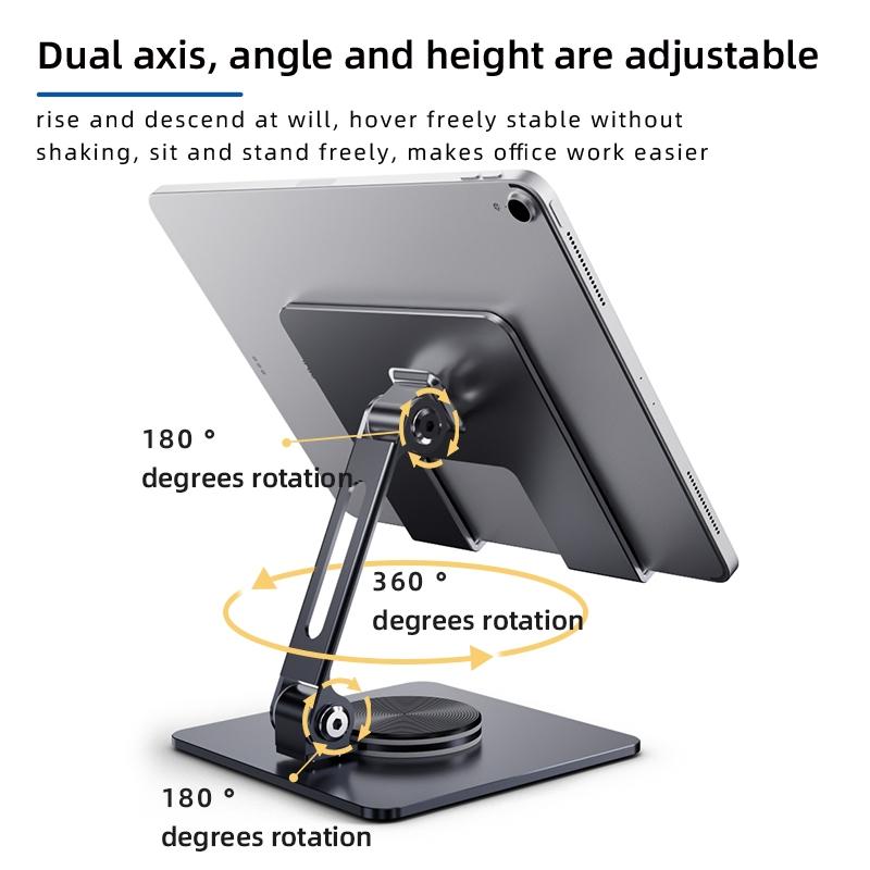 Meewoo Tablet Stand 360°Rotate for Foldable iPad Stand Height Adjustable Tablet Holder for 4-12.9in