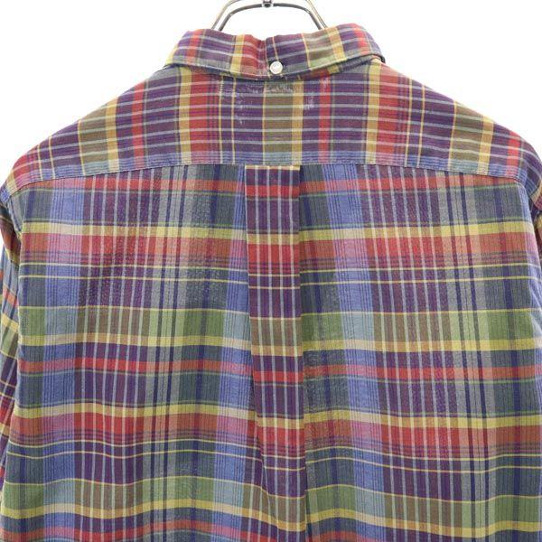 Me and My Gal 70s Vintage Check Pattern Long Sleeve Half Button Button Down Shirt Men's Used