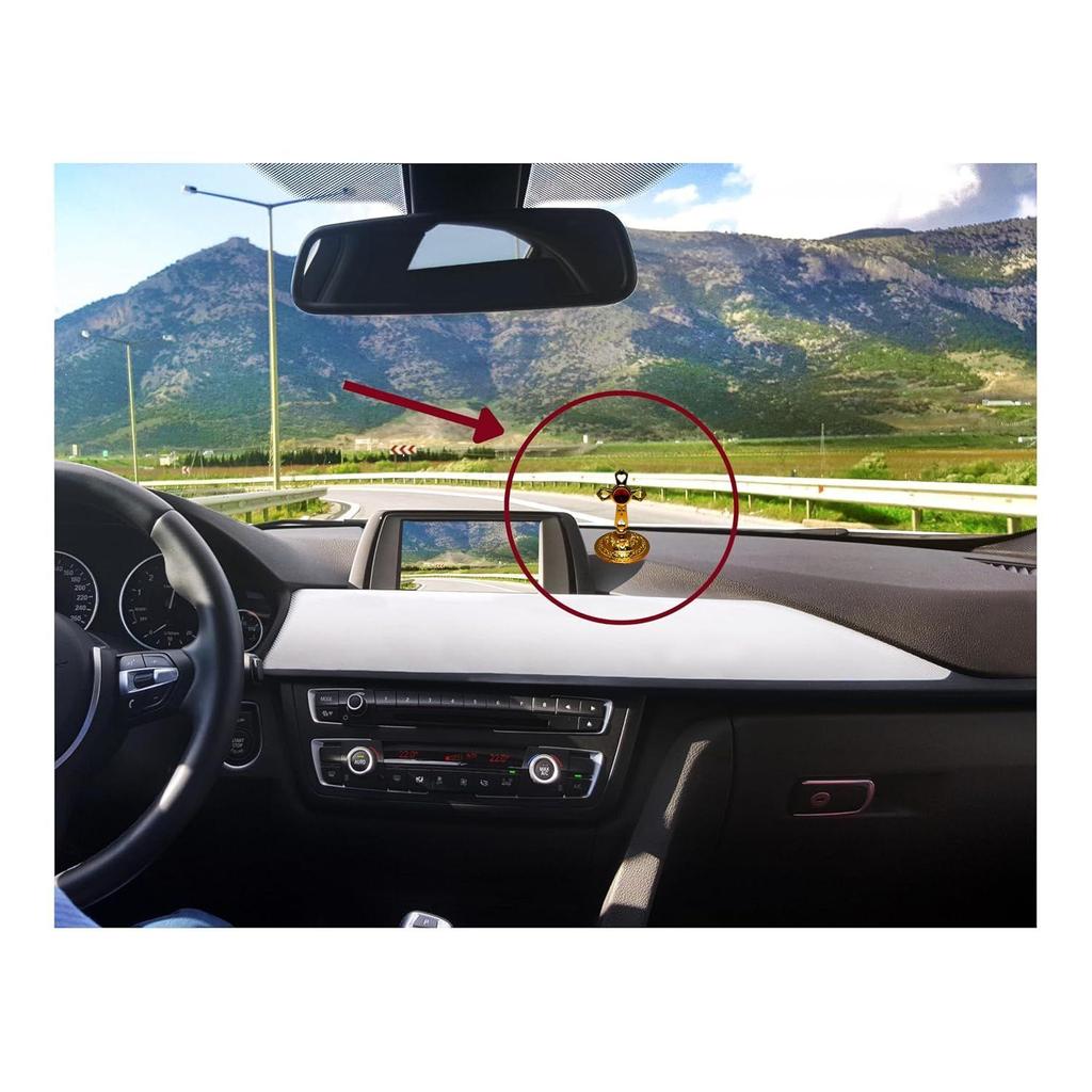 Metal Jesus Cross Idol Golden Double Sided Decorated Showpiece for Car Dashboard/Home Decor/Living Room (7.5cm)