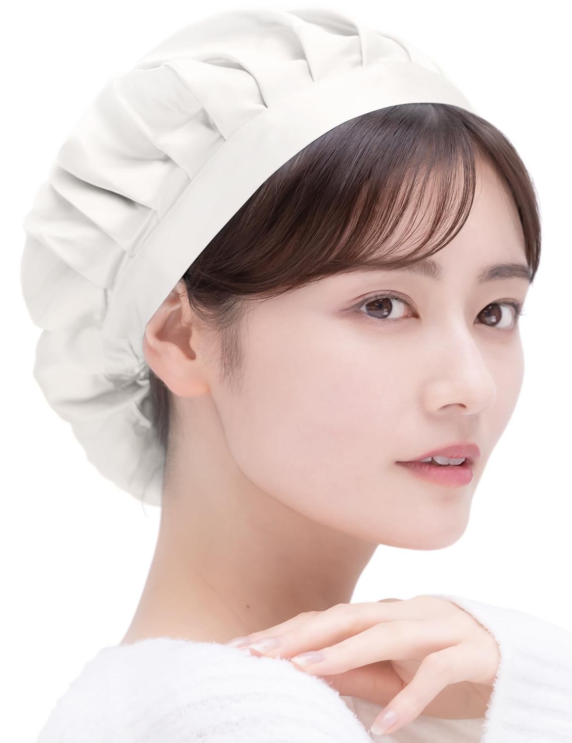 

Silk Simple for Silk Hair for Long and Short Hair [COCOSILK] Nightcap, Type, Sleeping, Cap, 100% Silk, Cap, (M, White) белый