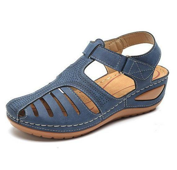 New Retro Summer Wedge Heel Closed-Toe Sandals for Women