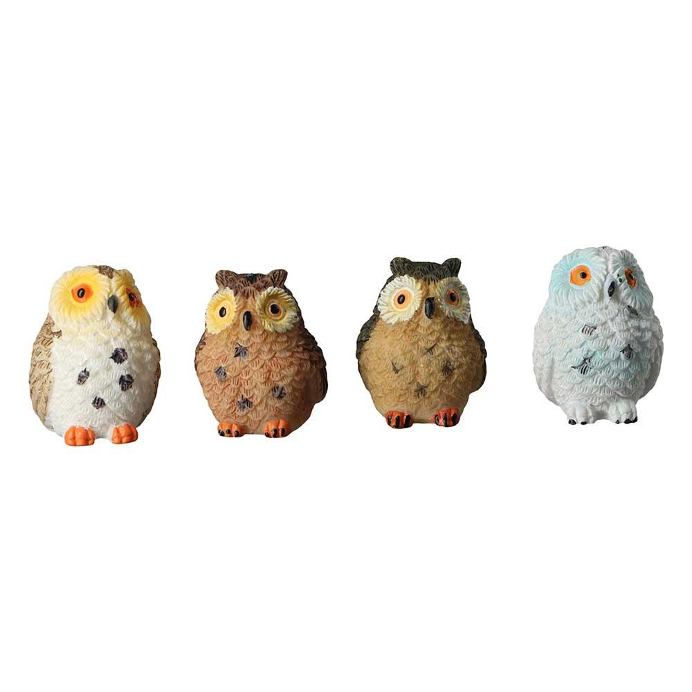 Garden Plug-in Bare-footed Car Decoration Owl Ornaments Miniatures Figurine Mini Owl Resin Crafts
