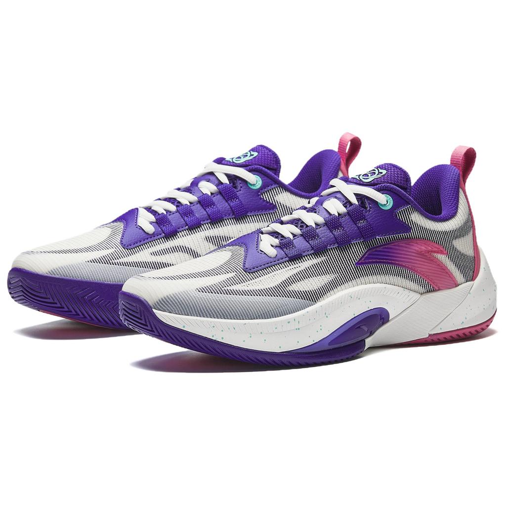 Anta Shunxi 1 TD Fioletowa Edycja Letnia Profesjonalne Buty do Koszykówki Męskie Sneakersy Biało-Różowe 912521601Q-1