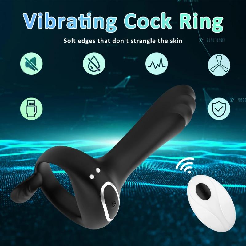Vibrator für Paare, kabellos, Prostata-Massage, Cockring, Verzögerung der Ejakulation, Penisring, G-Punkt, Klitoris-Stimulator, Sexspielzeug für Erwachsene