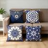 Blue White Mandala Floral Pillow Cover Chinoiserie Style Decorative Cushion Case For Sofa Couch Bedroom Living Room