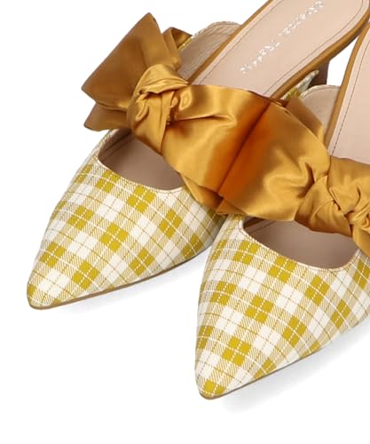 Oriental Traffic Women's Ribbon Pointed Toe Mule Pumps, Feminine and Easy To Match with Any Occasion, Size 41109 Beige, Size 24.0cm-24.5cm