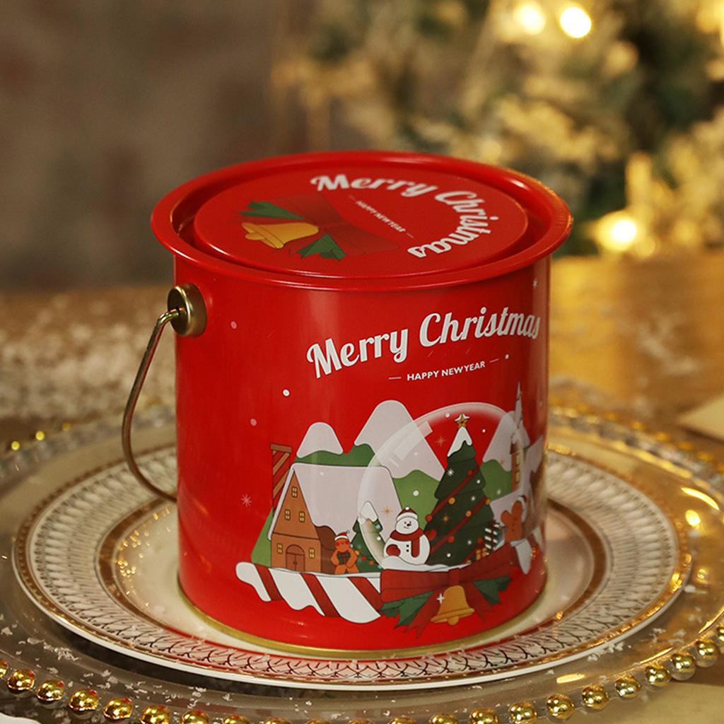 Durable Tin Christmas Gift Box Circular Design For Holiday Parties Home Storage And Personalized DIY Decorations