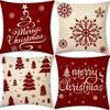 Home Decor Merry Christmas Snowflake & Tree Pillows Pattern Cushion Cover Suitable For Sofa Bedroom Car Pillow Cover