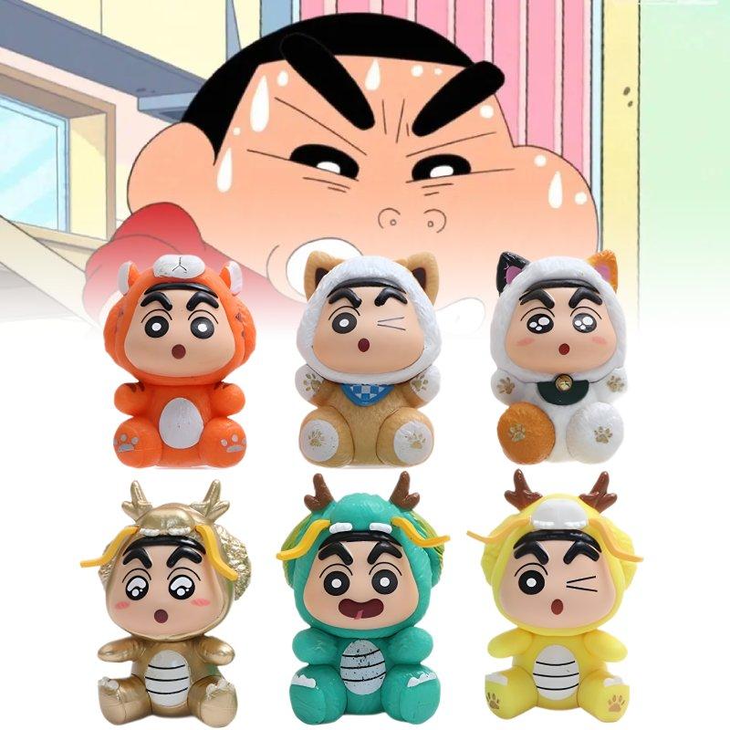 Shin Crayon 6pcs Chan Toy Doll Pvc Model Desktop Decoration Ornament Gifts Child