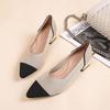Spring and Autumn New Weaving Fly Knitting Breathable Sleeve Pointed Women's Thick High Heel Single Shoes