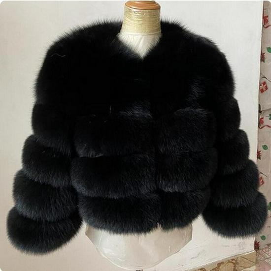 Kurzer Wintermantel aus Kunstfuchs für Damen - Europäischer & Amerikanischer Stil, Langärmelig