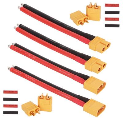 GTIWUNG 2 Pairs XT60 Connectors, XT-60 Male and Female Bullet Connectors, Plugs for RC LiPo (with 10CM 12AWG Silicone Wire) 2 Pairs Sheathed Housing