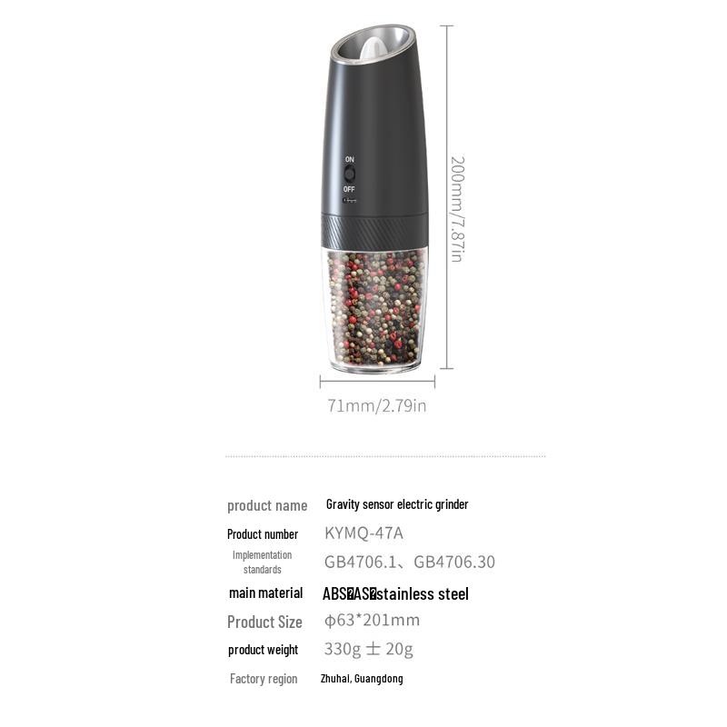 CLITON Rechargeable Stainless Steel Electric Pepper Grinder