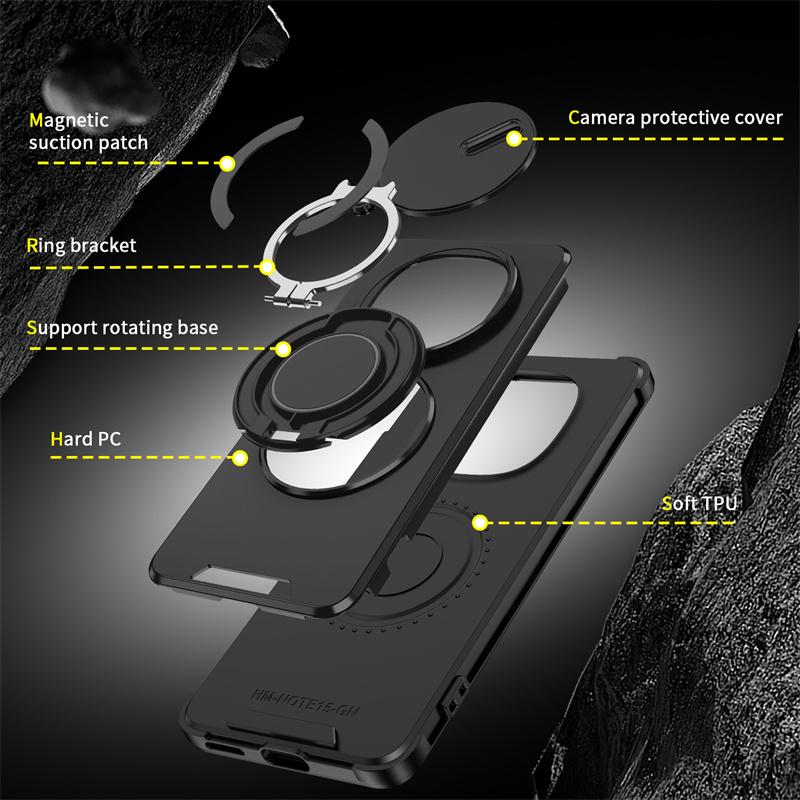 Funda For Xiaomi Redmi Note 15 5G Case Slide Camera Protect Armor Phone Case For Redmy Note15 5G Car Holder Magnetic Ring Cover