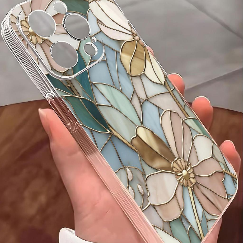 Drop-proof Glass Flower Case for iPhone 14/15/16/17 Pro Max Series