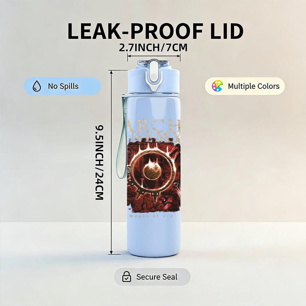 1PC Ornate Brown Skull Vintage Circular Print 750ml Portable Sports Water Bottle Leakproof Gym Outdoor Travel Drink Cup