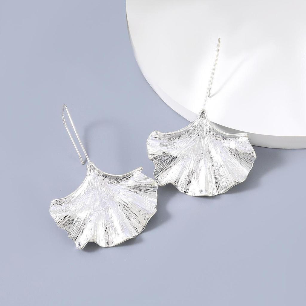 Ginkgo Leaf Alloy Ear Hook Earrings - Trendy European & American Retro Fashion for Women