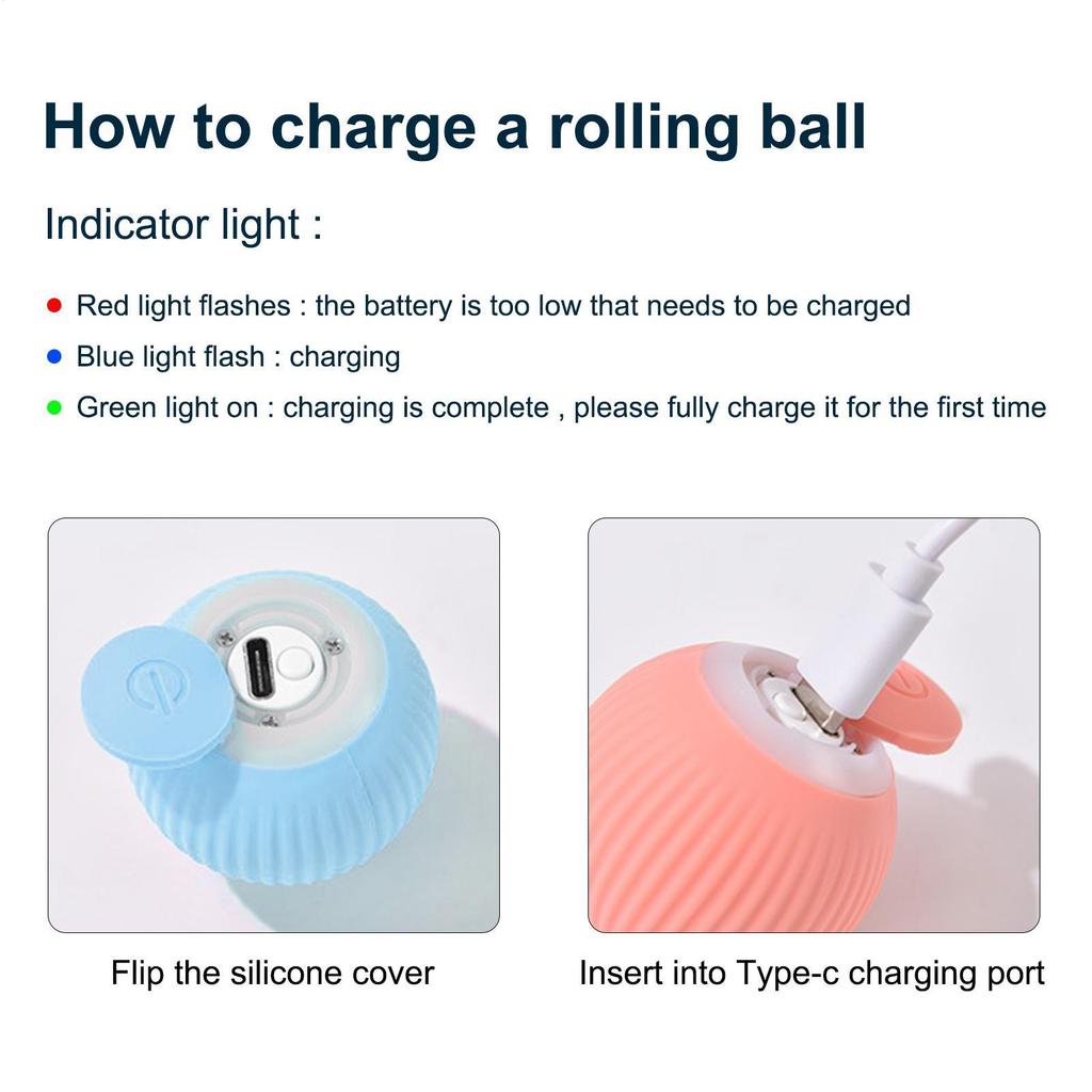 Smart Rolling Ball Cat Toy Smart Moving Cat Ball Indoor Play Pet Hunting Stimulation Toy 360-degree Rotation For Home Garden