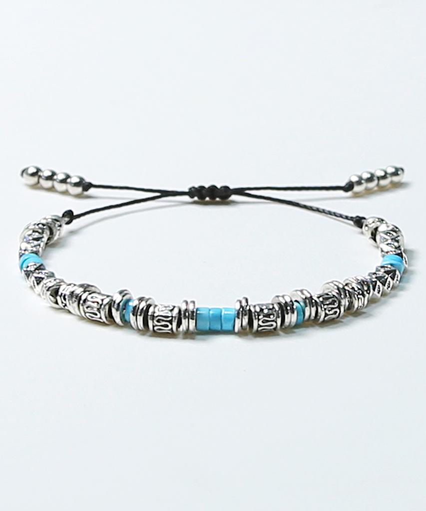 Knd Silver & Turquoise Bead Bracelet