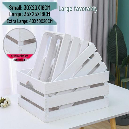 Distressed Wooden Rectangular Basket for Fruit & Vegetable Display